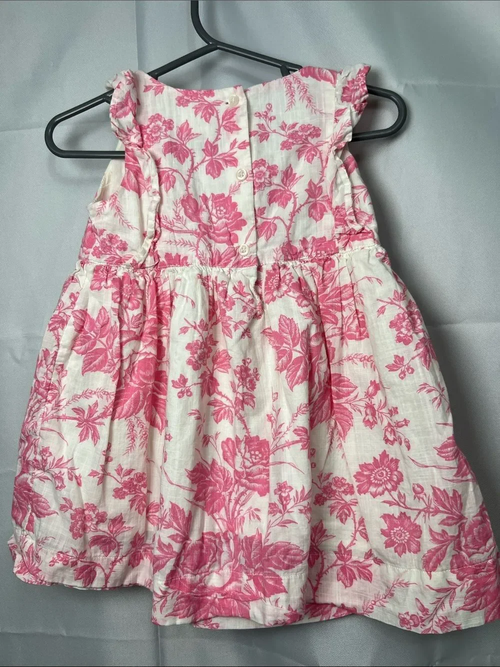 Baby GAP pink and white floral print smocked cotton dress 24 months